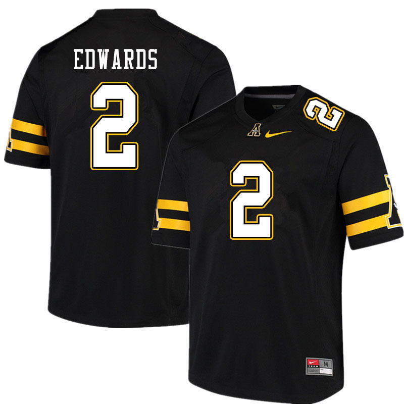 Men #2 Willie Edwards Appalachian State Mountaineers College Football Jerseys Sale-Black